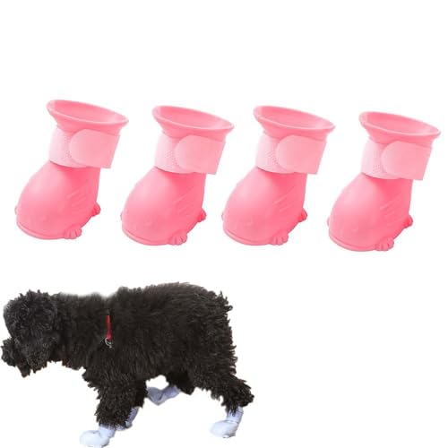 Wasserabweisende Hundeschuhe, Anti-Rutsch Hundesocken, Hundestiefel Pfotenschutz, Schneestiefel für Haustiere, Hundeschuhe Outdoor, für kleine, Mittlere und Große Hunde Winter (Rose) von HoGeGe