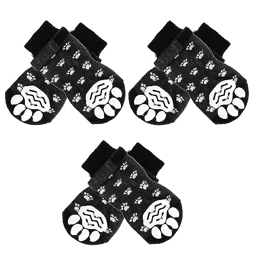 3 Paar Doppelseitige rutschfeste Hundesocken, Anti Rutsch Haustier Socken mit Verstellbarer Riemen, Katzen Pfotenschutz Pads Haftsocken, Paw Protektoren Socken für Kleine Mittelgroße Haustiere (M) von HoaaiGo