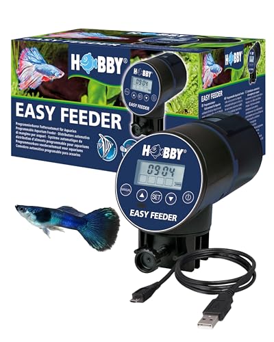 HOBBY Aquaristik Easy Feeder I programmierbarer Futterautomat für Aquarien I Fischfutter-Spender für bis zu 4 Fütterungen pro Tag I 100g / 300ml Kapazität I Aquarium-Futterspender von Hobby