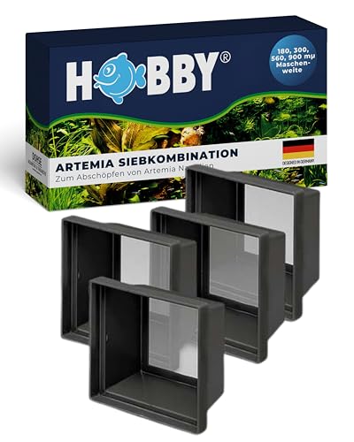 HOBBY Aquaristik Artemia Siebkombination I 8,5 x 8 cm I Artemia Sieb zum Abschöpfen von Artemia Nauplien I Lebendfutter-Siebe mit 120, 300, 560 und 900 µm Maschenweite I Artemia Zucht Zubehör von Hobby