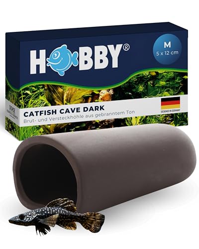 HOBBY Aquaristik Catfish Cave M I 5 x 12 cm I Brut- und Versteckhöhle aus gebranntem Ton für Welse I Aquarium Dekoration I Deko Höhle für Welse, Krebse und Garnelen I natürliches Aquariumzubehör von Hobby