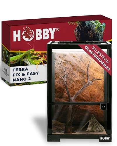 Hobby Terraristik Fix und Easy Nano 2 I Geeignet für die Haltung Kleiner Amphibien und Insekten I Mit wasserdichtem Boden und Schwingtüren I Ideal für Anfänger und Profis I Schwarz von Hobby