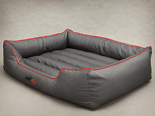 HobbyDog Hundebett Hundesofa Hundekorb Tierbett Verschiedene Größen und Farben Cordura Comfort (XXL - 110x90x25, 12 - grau mit rot) von Hobbydog