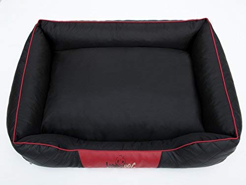 Hobbydog R3 CEPCZC1 Hundebett Cesar Perfect XL (R3) 95X73cm Schwarz Mit Rotem Streifen Kunstleder, Kodura, L, Black, 5 kg von Hobbydog