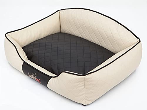 Hobbydog XL ELIBCP2 Dog Bed Elite XL 84X65 cm Beige with Black Pillow, XL, Multicolored, 2.8 kg von Hobbydog