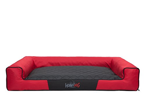 Hobbydog XL VICCCM5 Eckig Hundebett, Victoria Katzenbett Schlafplatz, rot mit schwarz von Hobbydog