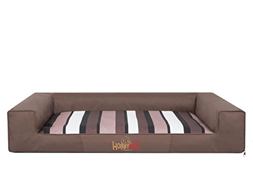 Hobbydog XL VICJBP9 Dog Bed Victoria XL 100X66 cm Light Brown with Stripes, XL, Brown, 4.2 kg von Hobbydog