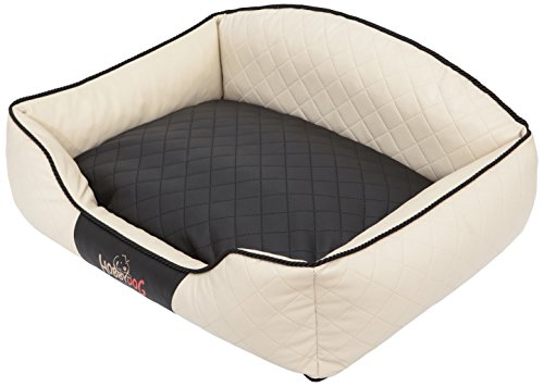 DOGGY Hobbydog XXLELIBCP2 Hundebett/Sofa/Korb Elite mit Kissen Kunstleder, beige/schwarz, XXL, 110 x 85 x 30 cm von Hobbydog