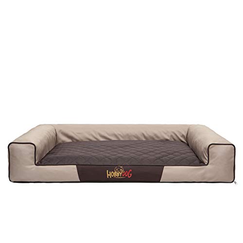 Hobbydog XL VICBEB4 Eckig Hundebett, Victoria Katzenbett Schlafplatz, beige mit braun von Hobbydog