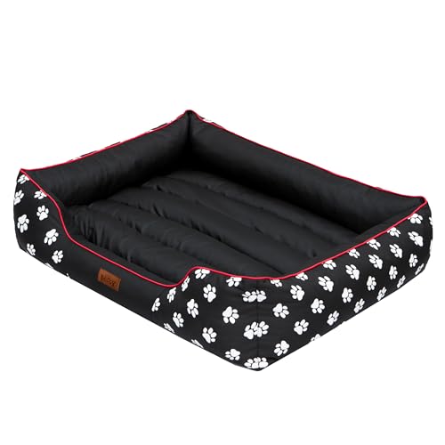 DOGGY Hobbydog PRELCZ1 Hundebett Hundesofa Hundekorb Tierbett Prestige, Größe XXL, 108 x 88 cm, schwarz mit Pfoten von DOGGY