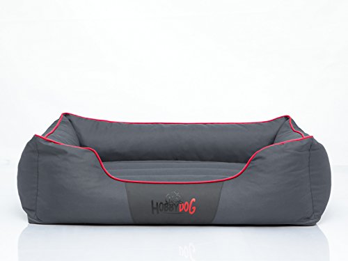 HobbyDog Hundebett Hundekorb Hundesofa für Haustier Grosse Hunde Waschbar - Comfort XXL - Grau mit Rot von GHG