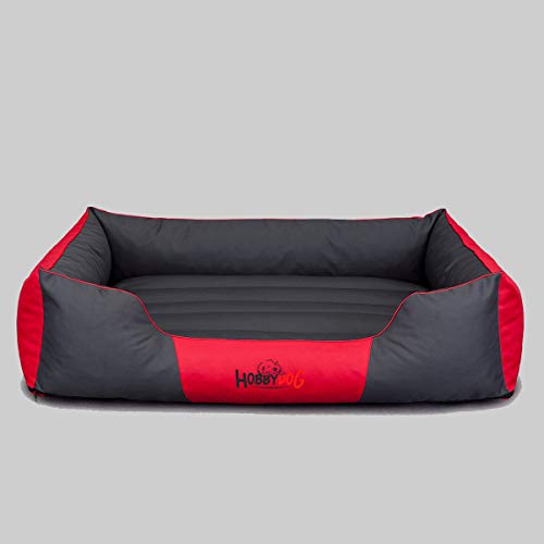 HobbyDog Hundebett Hundekorb Hundesofa für Haustier Grosse Hunde Waschbar - Comfort XXL - Rot mit Grau von Hobbydog