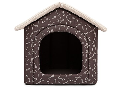 HobbyDog Hundehütte Hundebett Tierbett Katzenbett Braun mit Knochen von Hobbydog