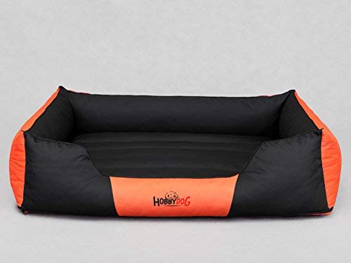 HobbyDog Hundesofa Verschiedene und Farben Cordura Comfort, XXL - 110 x 90 x 25 cm, Schwarz mit Orange von Hobbydog