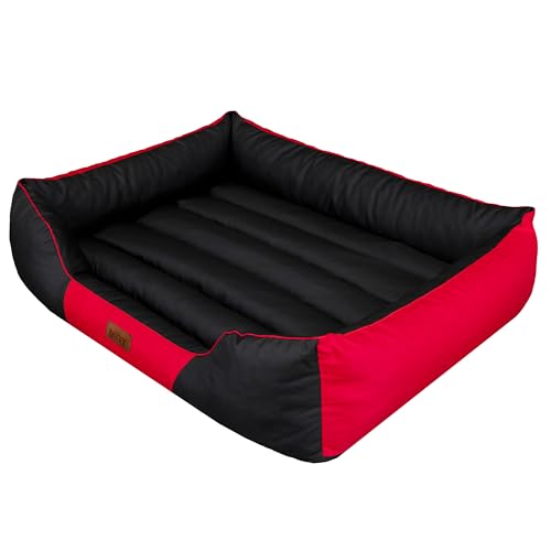 HobbyDog Hundesofa Verschiedeneund Farben Cordura Comfort, XXXL 140 x 115 x 25 cm, Rot mit Schwarz von Hobbydog