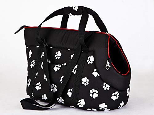 HobbyDog Hundetragetasche Hundetransporttasche Transporttasche Tragetasche Schwarz mit Pfoten von Hobbydog