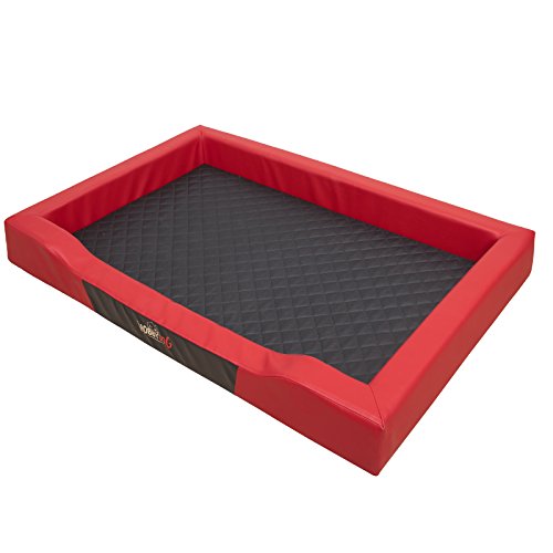 Hobbydog L DELCZE5 Dog Bed Deluxe L 75X50 cm Red-Black, L, Multicolored, 1 kg von DOGGY