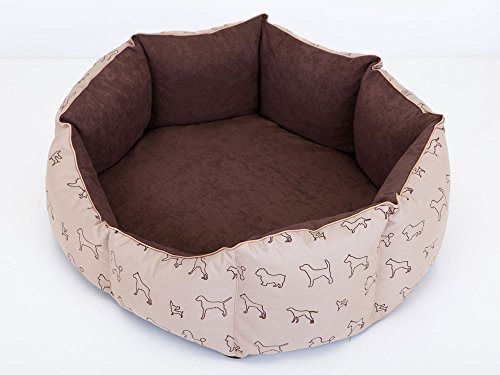 Hobbydog M NYRBRL1 Dog Bed New York M 50X40 cm Brown with Paws, M, Brown, 1 kg von Hobbydog