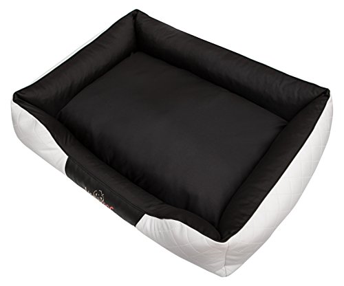 DOGGY Hobbydog R5CEPBCZ5 Hundebett/Sofa/Korb Cesar Perfect Kunstleder, Kodura, weiß/schwarz, Größe R5, 125 x 98 x 25 cm von DOGGY