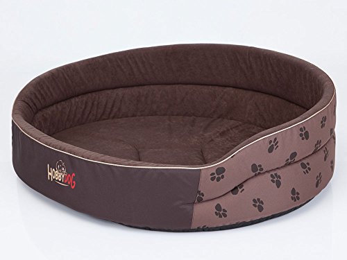 Hobbydog R6 PIAJBL3 Dog Bed of Foam R6 70X55 cm Light Brown with Paws, L, Brown, 1.5 kg von Hobbydog