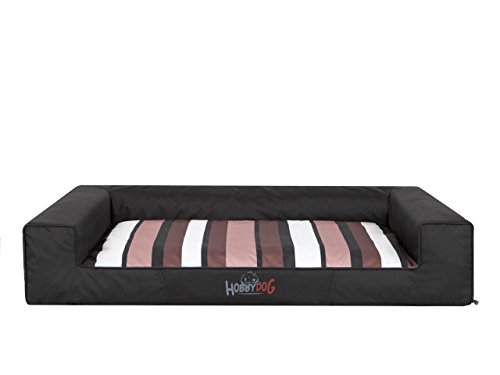 Hobbydog XL VICCZP7 Dog Bed Victoria XL 100X66 cm Black with Stripes, XL, Black, 4.2 kg von DOGGY