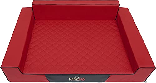 Hobbydog XLGLACZE3 Hundebett/Sofa/Korb Glamour Kunstleder, Kodura, rot, XL, 100 x 68 x 28 cm von Hobbydog