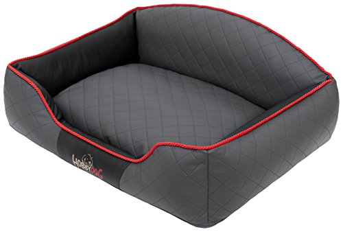 Hobbydog XXLELIGRC9 Hundebett/Sofa/Korb Elite mit Kunstleder, grau/schwarz, XXL, 110 x 85 x 30 cm von DOGGY