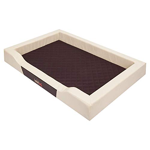 Hundebett Delux, Beige, Größe XXL 120x80cm, Kunstleder + aushaltbares Codurastoff von Hobbydog