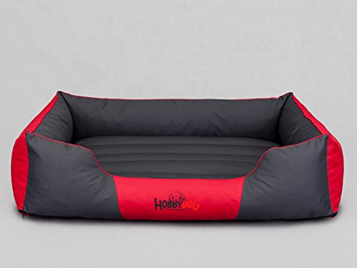 Hobbydog Hundebett Hundesofa Hundekorb Tierbett Verschiedene Größen und Farben Cordura Comfort (XL - 85x65x24, 9 - rot mit grau) von Hobbydog