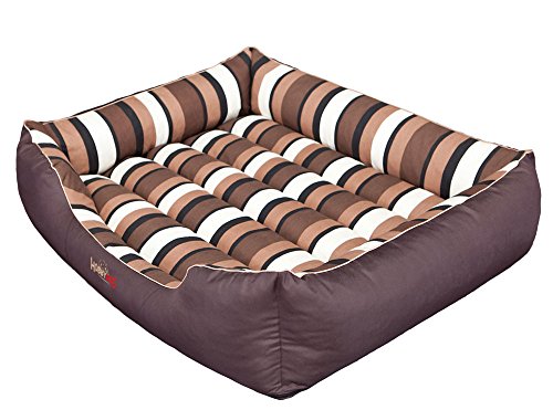 Hobbydog L CORBZP14 Dog Bed Comfort L 65X50 cm Brown with Stripes, L, Brown, 1.8 kg von DOGGY