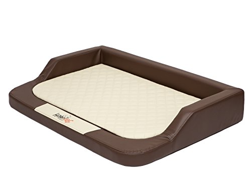 DOGGY Hobbydog L Melbrb3 Hobbydog L 75x50 (R1) Hundebett Medico Lux (Kunstleder) Grau - Braun - Beige Ortopädische Viscomatte, L, Braun - Beige von DOGGY