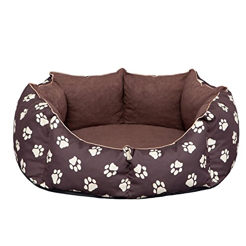 Hobbydog L NYRBRL1 Dog Bed New York L 52X45 cm Brown with Paws, L, Brown, 1.4 kg von Hobbydog