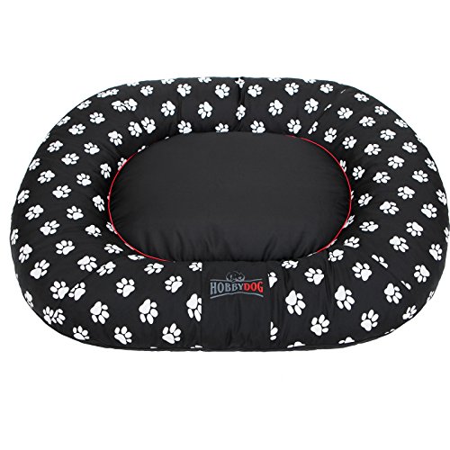 Hobbydog L PPRCZL2 Dog Bed Pontoon L 65X90 cm Black with Paws, L, Black, 2.4 kg von DOGGY