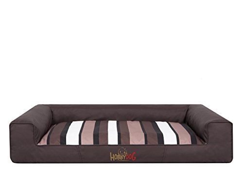 Hobbydog L VICCBP8 Hundebett Victoria Größe L - 80 X 55 cm Dunkel Braun Mit Gestreift Bett Matratze Schlafplatz Hundebett Hundematratze Sofa Hundesofa, L, Brown, 2.7 kg von DOGGY