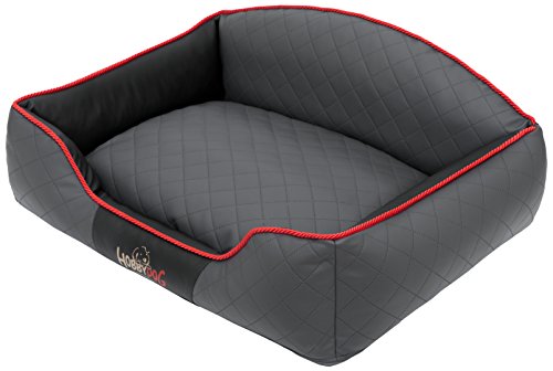 Hobbydog LELIGRC9 Hundebett/Sofa/Korb Elite mit Kunstleder, Graphit/schwarz, L 65 x 50 x 24 cm von DOGGY