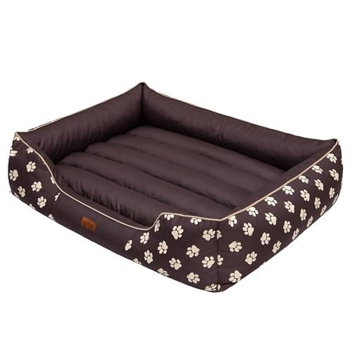 DOGGY Hobbydog PREBWL3 Hundebett Hundesofa Hundekorb Tierbett Prestige, Größe L, 65 x 50 cm, braun mit Pfoten von DOGGY