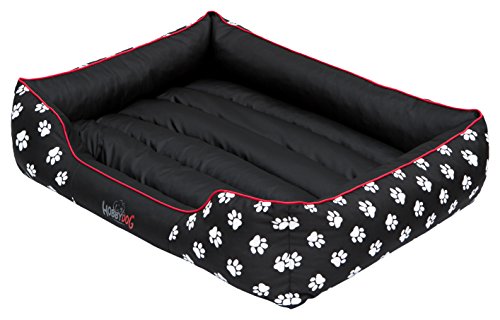 DOGGY Hobbydog PRELCZ1 Hundebett Hundesofa Hundekorb Tierbett Prestige, Größe L, 65 x 50 cm, schwarz mit Pfoten von DOGGY