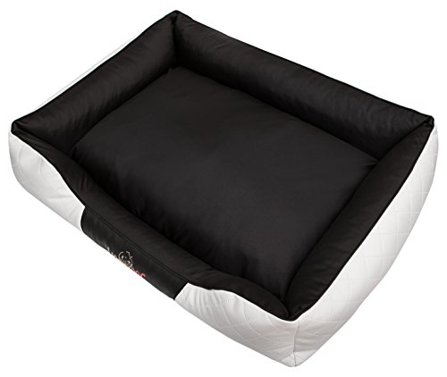 Hobbydog R1CEPBCZ5 Hundebett/Sofa/Korb Cesar Perfect Kunstleder, Kodura, weiß/schwarz, Größe R1, 65 x 52 x 20 cm von Hobbydog