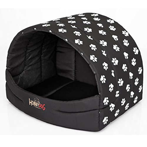 DOGGY Hobbydog R3 Buscwl5 Hundehütte Souffleur Hobbydog, Größe 3, 55x43cm Schwarz Mit Pfötchen, L, Schwarz Mit Pfötchen von Hobbydog