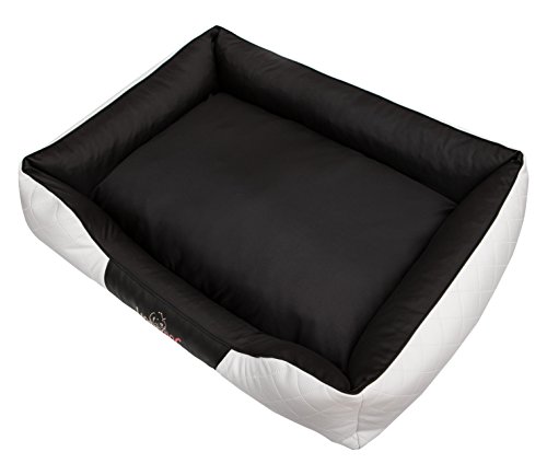 DOGGY Hobbydog R3CEPBCZ5 Hundebett/Sofa/Korb Cesar Perfect Kunstleder, Kodura, weiß/schwarz, Größe R3, 95 x 73 x 23 cm von DOGGY