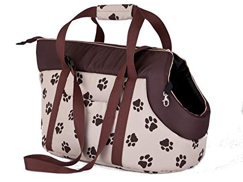 DOGGY Hobbydog TORBWL4 Tragetasche für Hunde und Katzen, 27 x 25 x 43 cm, Biege mit Pfoten von DOGGY