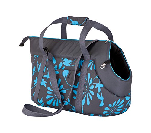 Hobbydog TORGWK8 Hundetasche Tragetasche Katzentasche, Größe 22 x 20 x 36 cm, grau mit Blumen von Hobbydog