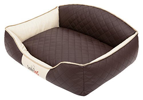 Hobbydog XLELIBBB1 Hundebett/Sofa/Korb Elite mit Kunstleder, braun/beige, XL 84 x 65 x 28 cm von DOGGY