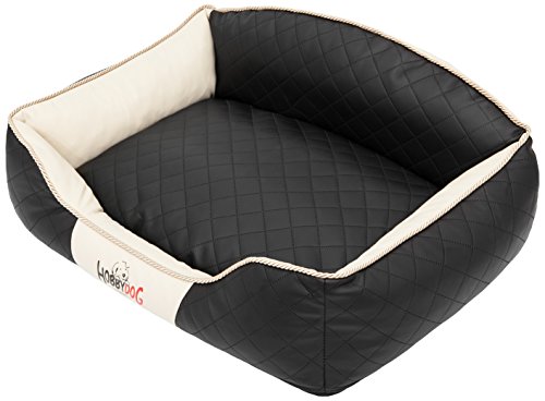 DOGGY Hobbydog XXLELICZB6 Hundebett/Sofa/Korb Elite mit Kunstleder, schwarz/beige, XXL, 110 x 85 x 30 cm von Hobbydog