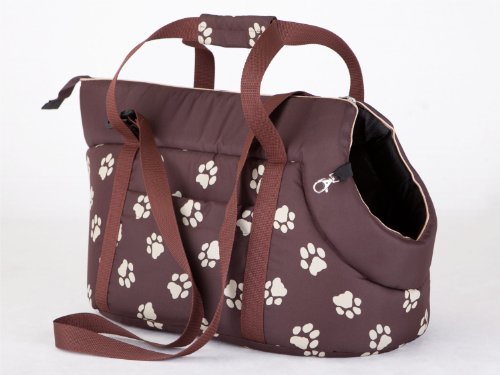 Hundetasche Hundetasche Tragetasche Katzentasche (1 - braun mit Pfoten, 2 - HxBxL - 27x25x43 cm) von DOGGY