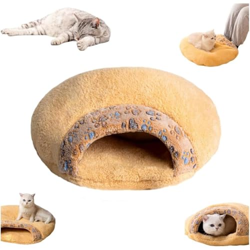 Hobngmuc Gemütliches Höhlenkatzenbett, Katzenbetthöhle für Hauskatzen | Katzenschlafsack Versteckhöhle Katzensack - Wärmendes Plüsch-Katzenbett, halbgeschlossenes Katzenhaus, Hundehöhle für Welpen und von Hobngmuc