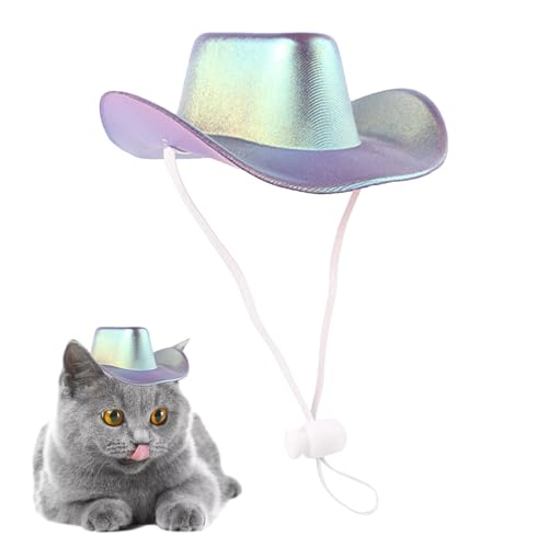 Hobngmuc Katzen-Cowboyhut, Cowboyhut für Katze - Kätzchenmütze Haustiermütze Cosplay | Glänzende Cowboyhüte, lustiger Hut für Hundekostüme, Katzenhut für Partydekorationen für Haustiere von Hobngmuc