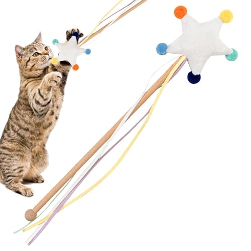 Hobngmuc Katzen-Zauberstab, Katzen-Angelstock-Spielzeug | Interaktive Spielzeugstange für Kätzchen und Katzen | Stern-Mond-Wolke-Kätzchenspielzeug, Heimtierbedarf, Katzenspielzeug für gelangweilte von Hobngmuc