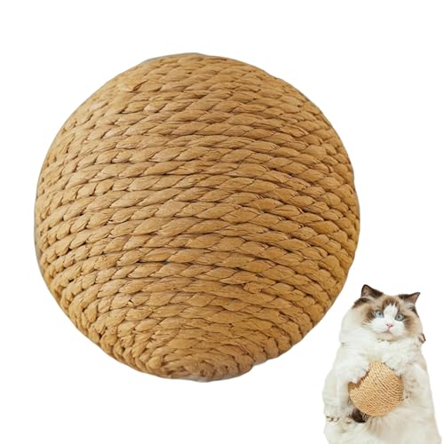 Hobngmuc Katzenballspielzeug,Katzenspielzeugball,Natürlicher Kaninchen-Kratzball mit Klang - Katzenrollball Kratzkatzenspielzeug, Rasselhase Sicherheitsspielzeugball für Haustier, Katze, Kaninchen, von Hobngmuc