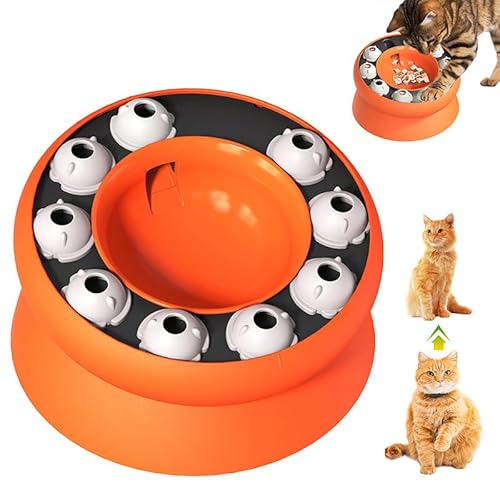 Hoclauho Fressnapf für Katzen und Hunde, Anti-Schling-Napf, Erhöhter Futternapf für langsames Fressen, Interaktiver Feeder für Katzen und kleine Hunde, Futternapf Katze (Orange, Normal) von Hoclauho